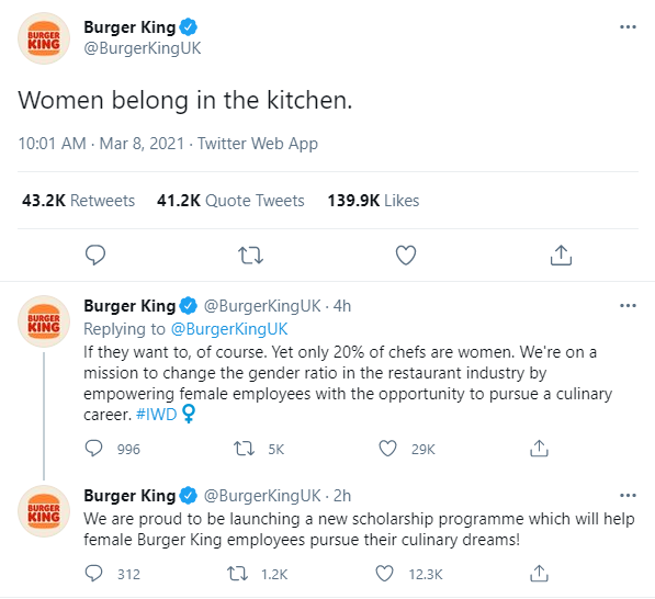 burger king women's day tweet full