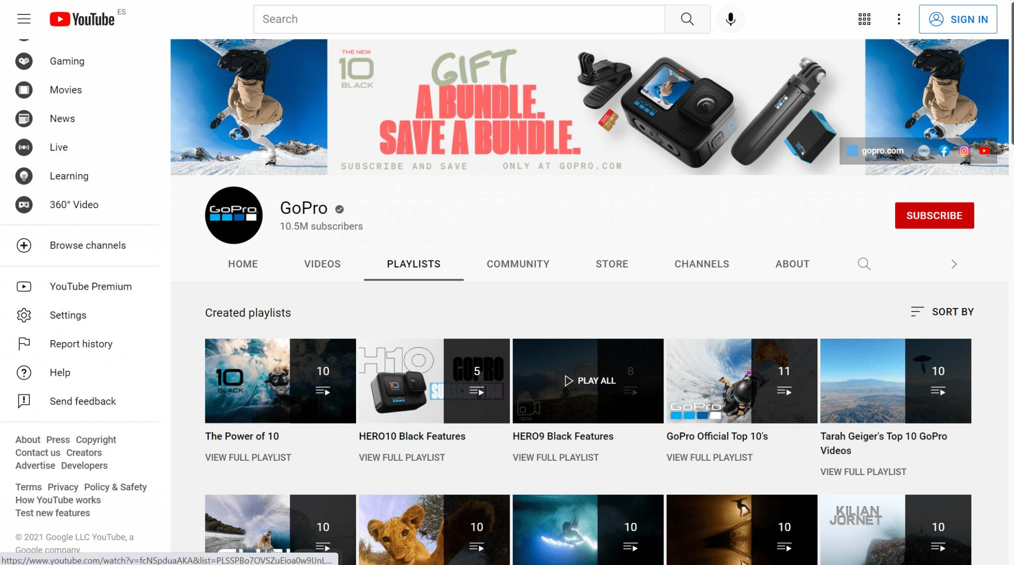 GoPro youtube channel